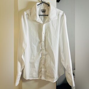 current by John Craig Men's White Long Sleeve French Cuff Luxury Shirt, size L